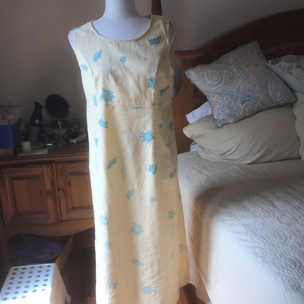 Sag Harbor Turtles Linen Blend Sleeveless Dress Size 10P